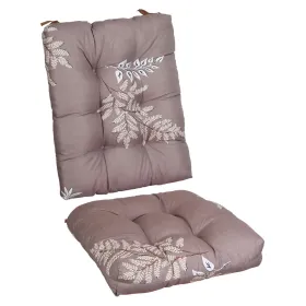 2Pcs/Set 1Pc Back Cushion And 1Pc Seat Cushion Rocking Chair Cushion Upper And Lower Back And Seat Sets (Option: CoffeeGreyLeaf-UpgradedVersion)