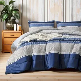 2pcs Duvet Cover Set Twin Duvet Coverx1 Pillowcasex1 Extremely Diverse Styles (Option: Blue white stripes)