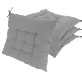 4Pcs Chair Cushion Pads Pillow 17.72x17.72x2.37in Soft Tie On Square Sitting Mats For Home Office Car Sitting Travel (Option: Pro-Grey)