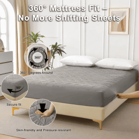 Diamond Grid Ultrasonic Waterproof Mattress Protector (Option: Gray-Queen)